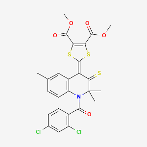 dimethyl 2-{1-[(2,4-dichlorophenyl)carbonyl]-2,2,6-trimethyl-3-thioxo-2,3-dihydroquinolin-4(1H)-ylidene}-1,3-dithiole-4,5-dicarboxylate