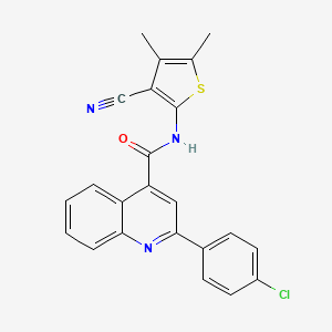 molecular formula C23H16ClN3OS B15038375 2-(4-chlorophenyl)-N-(3-cyano-4,5-dimethylthiophen-2-yl)quinoline-4-carboxamide 