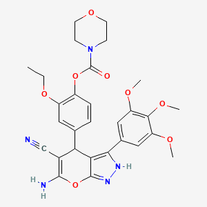 4-[6-Amino-5-cyano-3-(3,4,5-trimethoxyphenyl)-1,4-dihydropyrano[2,3-c]pyrazol-4-yl]-2-ethoxyphenyl morpholine-4-carboxylate