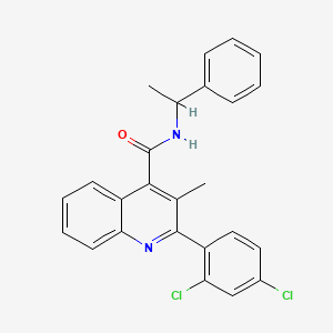 molecular formula C25H20Cl2N2O B15038499 2-(2,4-dichlorophenyl)-3-methyl-N-(1-phenylethyl)quinoline-4-carboxamide 