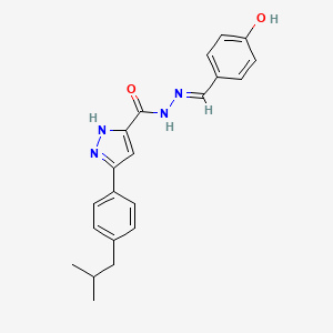 molecular formula C21H22N4O2 B15038505 N'-(4-Hydroxybenzylidene)-3-(4-isobutylphenyl)-1H-pyrazole-5-carbohydrazide CAS No. 303104-96-3