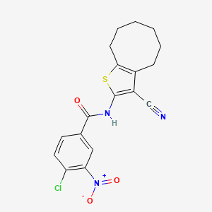 4-chloro-N-(3-cyano-4,5,6,7,8,9-hexahydrocycloocta[b]thiophen-2-yl)-3-nitrobenzamide