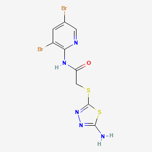 molecular formula C9H7Br2N5OS2 B15038530 2-[(5-amino-1,3,4-thiadiazol-2-yl)sulfanyl]-N-(3,5-dibromopyridin-2-yl)acetamide 