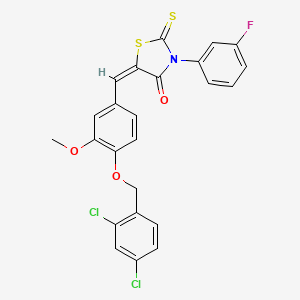 molecular formula C24H16Cl2FNO3S2 B15038574 (5E)-5-{4-[(2,4-dichlorobenzyl)oxy]-3-methoxybenzylidene}-3-(3-fluorophenyl)-2-thioxo-1,3-thiazolidin-4-one 