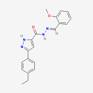 molecular formula C20H20N4O2 B15038582 3-(4-ethylphenyl)-N'-[(E)-(2-methoxyphenyl)methylidene]-1H-pyrazole-5-carbohydrazide 