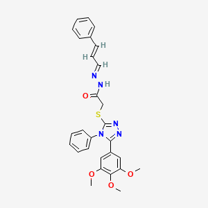 molecular formula C28H27N5O4S B15038591 N'-[(1E,2E)-3-phenylprop-2-en-1-ylidene]-2-{[4-phenyl-5-(3,4,5-trimethoxyphenyl)-4H-1,2,4-triazol-3-yl]sulfanyl}acetohydrazide 