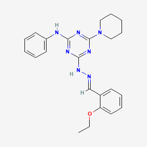 4-[(2E)-2-(2-ethoxybenzylidene)hydrazinyl]-N-phenyl-6-(piperidin-1-yl)-1,3,5-triazin-2-amine