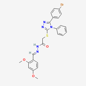 2-{[5-(4-bromophenyl)-4-phenyl-4H-1,2,4-triazol-3-yl]sulfanyl}-N'-[(E)-(2,4-dimethoxyphenyl)methylidene]acetohydrazide