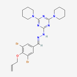 2-[(2E)-2-{[3,5-Dibromo-4-(prop-2-EN-1-yloxy)phenyl]methylidene}hydrazin-1-YL]-4,6-bis(piperidin-1-YL)-1,3,5-triazine