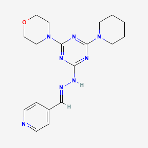 molecular formula C18H24N8O B15038693 2-(morpholin-4-yl)-4-(piperidin-1-yl)-6-[(2E)-2-(pyridin-4-ylmethylidene)hydrazinyl]-1,3,5-triazine 