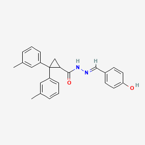 N'-[(E)-(4-hydroxyphenyl)methylidene]-2,2-bis(3-methylphenyl)cyclopropanecarbohydrazide