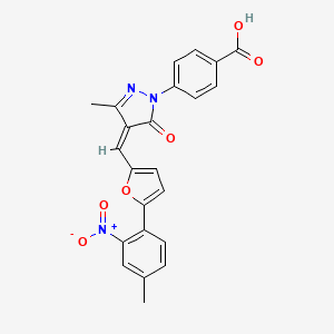 4-[(4Z)-3-methyl-4-{[5-(4-methyl-2-nitrophenyl)furan-2-yl]methylidene}-5-oxo-4,5-dihydro-1H-pyrazol-1-yl]benzoic acid