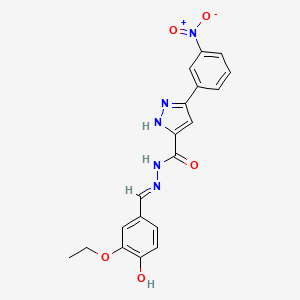 N'-(3-Ethoxy-4-hydroxybenzylidene)-3-(3-nitrophenyl)-1H-pyrazole-5-carbohydrazide