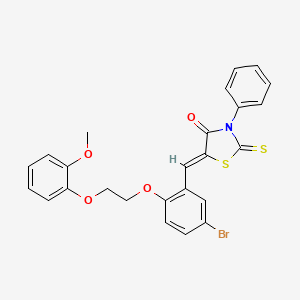 molecular formula C25H20BrNO4S2 B15038738 (5Z)-5-{5-bromo-2-[2-(2-methoxyphenoxy)ethoxy]benzylidene}-3-phenyl-2-thioxo-1,3-thiazolidin-4-one 