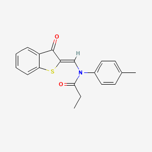 molecular formula C19H17NO2S B15038772 N-(4-methylphenyl)-N-[(Z)-(3-oxo-1-benzothiophen-2(3H)-ylidene)methyl]propanamide 