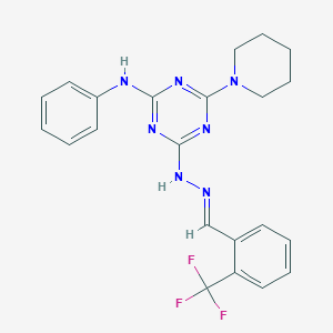 N-phenyl-4-(piperidin-1-yl)-6-{(2E)-2-[2-(trifluoromethyl)benzylidene]hydrazinyl}-1,3,5-triazin-2-amine