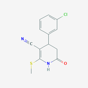 molecular formula C13H11ClN2OS B15038826 4-(3-Chlorophenyl)-2-(methylsulfanyl)-6-oxo-1,4,5,6-tetrahydropyridine-3-carbonitrile 