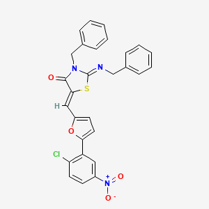 (2E,5Z)-3-benzyl-2-(benzylimino)-5-{[5-(2-chloro-5-nitrophenyl)furan-2-yl]methylidene}-1,3-thiazolidin-4-one