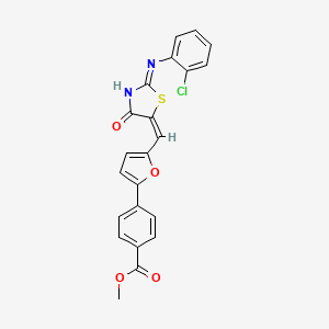 molecular formula C22H15ClN2O4S B15038868 methyl 4-{5-[(E)-{2-[(2-chlorophenyl)amino]-4-oxo-1,3-thiazol-5(4H)-ylidene}methyl]furan-2-yl}benzoate 