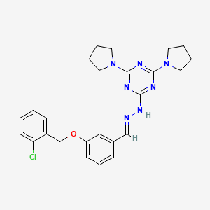 2-[(2E)-2-{3-[(2-chlorobenzyl)oxy]benzylidene}hydrazinyl]-4,6-di(pyrrolidin-1-yl)-1,3,5-triazine