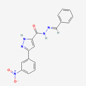 molecular formula C17H13N5O3 B15038882 N'-Benzylidene-3-(3-nitrophenyl)-1H-pyrazole-5-carbohydrazide CAS No. 302918-38-3