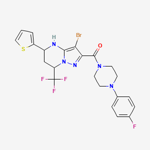 [3-Bromo-5-(thiophen-2-yl)-7-(trifluoromethyl)-4,5,6,7-tetrahydropyrazolo[1,5-a]pyrimidin-2-yl][4-(4-fluorophenyl)piperazin-1-yl]methanone