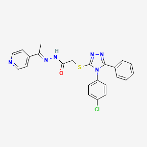 molecular formula C23H19ClN6OS B15038923 2-{[4-(4-chlorophenyl)-5-phenyl-4H-1,2,4-triazol-3-yl]sulfanyl}-N'-[(1E)-1-(pyridin-4-yl)ethylidene]acetohydrazide 