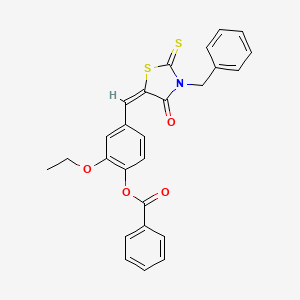 4-[(E)-(3-benzyl-4-oxo-2-thioxo-1,3-thiazolidin-5-ylidene)methyl]-2-ethoxyphenyl benzoate