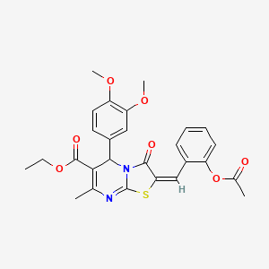 ethyl (2E)-2-[2-(acetyloxy)benzylidene]-5-(3,4-dimethoxyphenyl)-7-methyl-3-oxo-2,3-dihydro-5H-[1,3]thiazolo[3,2-a]pyrimidine-6-carboxylate