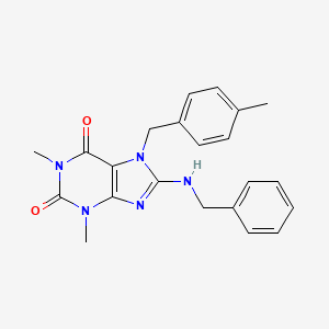 molecular formula C22H23N5O2 B15038983 8-(benzylamino)-1,3-dimethyl-7-(4-methylbenzyl)-3,7-dihydro-1H-purine-2,6-dione CAS No. 332904-81-1