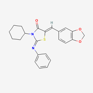 (2Z,5Z)-5-(1,3-benzodioxol-5-ylmethylidene)-3-cyclohexyl-2-(phenylimino)-1,3-thiazolidin-4-one