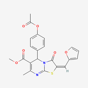 methyl (2E)-5-[4-(acetyloxy)phenyl]-2-(furan-2-ylmethylidene)-7-methyl-3-oxo-2,3-dihydro-5H-[1,3]thiazolo[3,2-a]pyrimidine-6-carboxylate