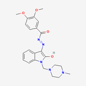 3,4-dimethoxy-N'-{(3Z)-1-[(4-methylpiperazin-1-yl)methyl]-2-oxo-1,2-dihydro-3H-indol-3-ylidene}benzohydrazide