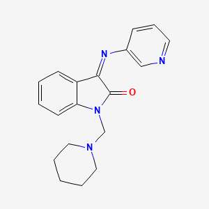 (3Z)-1-(piperidin-1-ylmethyl)-3-(pyridin-3-ylimino)-1,3-dihydro-2H-indol-2-one