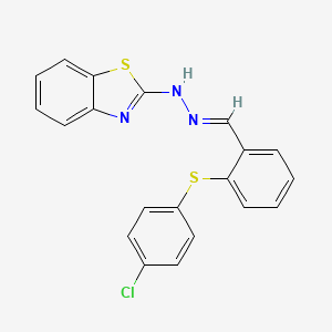 2-[(2E)-2-{2-[(4-chlorophenyl)sulfanyl]benzylidene}hydrazinyl]-1,3-benzothiazole