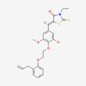 (5Z)-5-(3-bromo-5-methoxy-4-{2-[2-(prop-2-en-1-yl)phenoxy]ethoxy}benzylidene)-3-ethyl-2-thioxo-1,3-thiazolidin-4-one