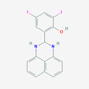 molecular formula C17H12I2N2O B15039109 2-(2,3-dihydro-1H-perimidin-2-yl)-4,6-diiodophenol 