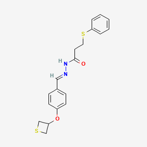 3-(Phenylsulfanyl)-N'-[(E)-[4-(thietan-3-yloxy)phenyl]methylidene]propanehydrazide