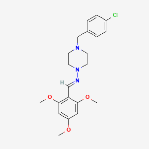 molecular formula C21H26ClN3O3 B15039173 N-(4-(4-Chlorobenzyl)-1-piperazinyl)-N-(2,4,6-trimethoxybenzylidene)amine 