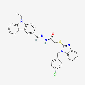 molecular formula C31H26ClN5OS B15039177 2-{[1-(4-chlorobenzyl)-1H-benzimidazol-2-yl]sulfanyl}-N'-[(E)-(9-ethyl-9H-carbazol-3-yl)methylidene]acetohydrazide 