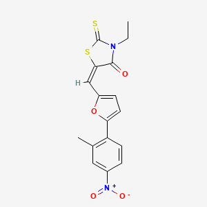 molecular formula C17H14N2O4S2 B15039182 (5E)-3-Ethyl-5-{[5-(2-methyl-4-nitrophenyl)furan-2-YL]methylidene}-2-sulfanylidene-1,3-thiazolidin-4-one 