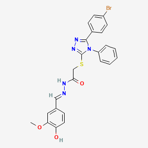 2-{[5-(4-bromophenyl)-4-phenyl-4H-1,2,4-triazol-3-yl]sulfanyl}-N'-[(E)-(4-hydroxy-3-methoxyphenyl)methylidene]acetohydrazide