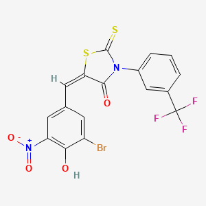 (5E)-5-[(3-bromo-4-hydroxy-5-nitrophenyl)methylidene]-2-sulfanylidene-3-[3-(trifluoromethyl)phenyl]-1,3-thiazolidin-4-one