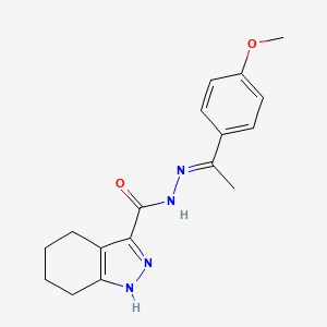 molecular formula C17H20N4O2 B15039291 N'-[(1E)-1-(4-methoxyphenyl)ethylidene]-4,5,6,7-tetrahydro-1H-indazole-3-carbohydrazide 