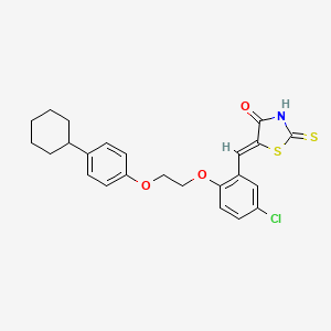 molecular formula C24H24ClNO3S2 B15039297 (5Z)-5-({5-Chloro-2-[2-(4-cyclohexylphenoxy)ethoxy]phenyl}methylidene)-2-sulfanylidene-1,3-thiazolidin-4-one 