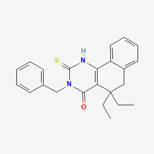 molecular formula C23H24N2OS B15039362 3-benzyl-5,5-diethyl-2-sulfanyl-5,6-dihydrobenzo[h]quinazolin-4(3H)-one 