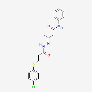 (3E)-3-(2-{3-[(4-chlorophenyl)sulfanyl]propanoyl}hydrazinylidene)-N-phenylbutanamide