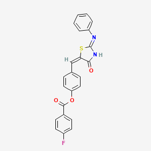 molecular formula C23H15FN2O3S B15039381 [4-[(E)-(2-anilino-4-oxo-1,3-thiazol-5-ylidene)methyl]phenyl] 4-fluorobenzoate 