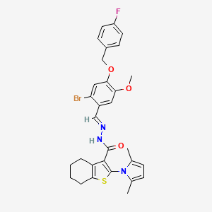 N'-[(E)-{2-bromo-4-[(4-fluorobenzyl)oxy]-5-methoxyphenyl}methylidene]-2-(2,5-dimethyl-1H-pyrrol-1-yl)-4,5,6,7-tetrahydro-1-benzothiophene-3-carbohydrazide