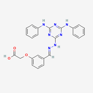 {3-[(E)-{2-[4,6-bis(phenylamino)-1,3,5-triazin-2-yl]hydrazinylidene}methyl]phenoxy}acetic acid